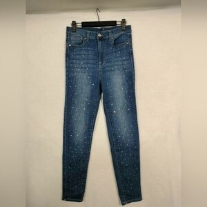 Dark Blue Women's Skinny Jeans with Stud Detailing Justice Jrs